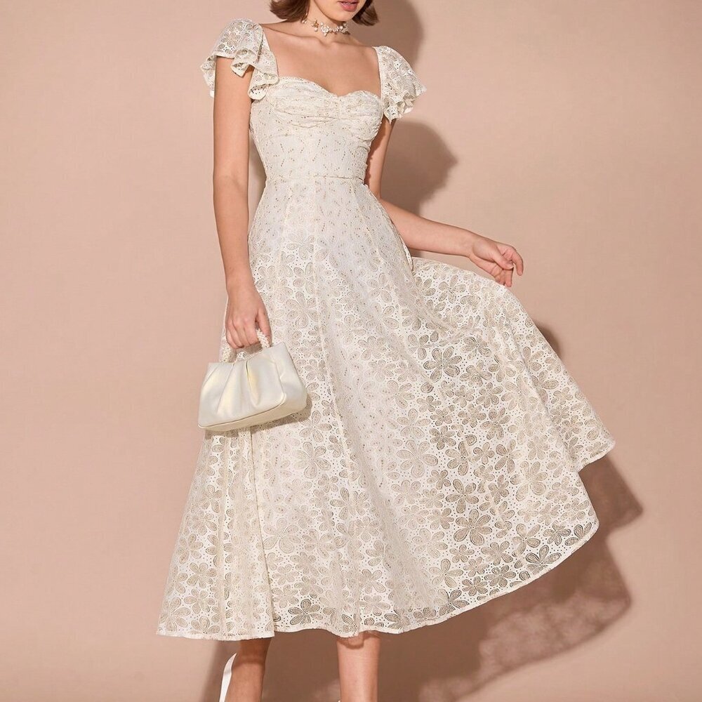Apricot Elegant Women's Sweetheart Princess Dress